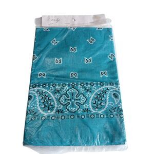 Vintage Wamcraft Turquoise Paisley Cross Bandana Bandanna Head Scarf Biker USA